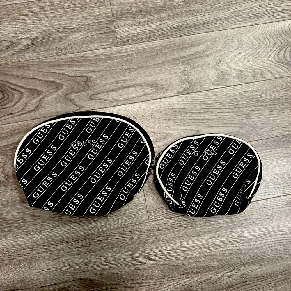 Guess black and white makeup pouch set